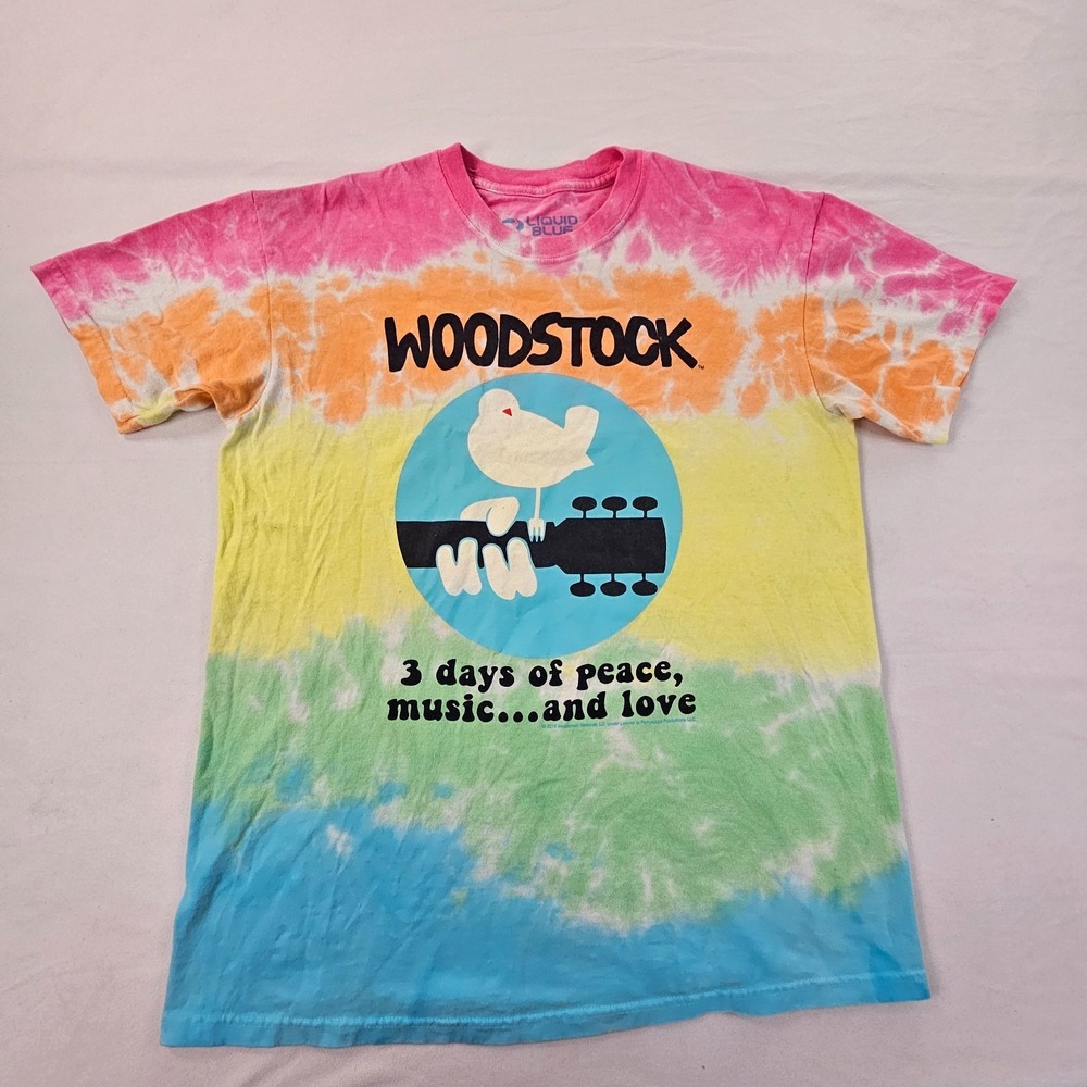 Woodstock Multi-Color Tie-Dye Short Sleeve Cotton T-Shirt Men's L